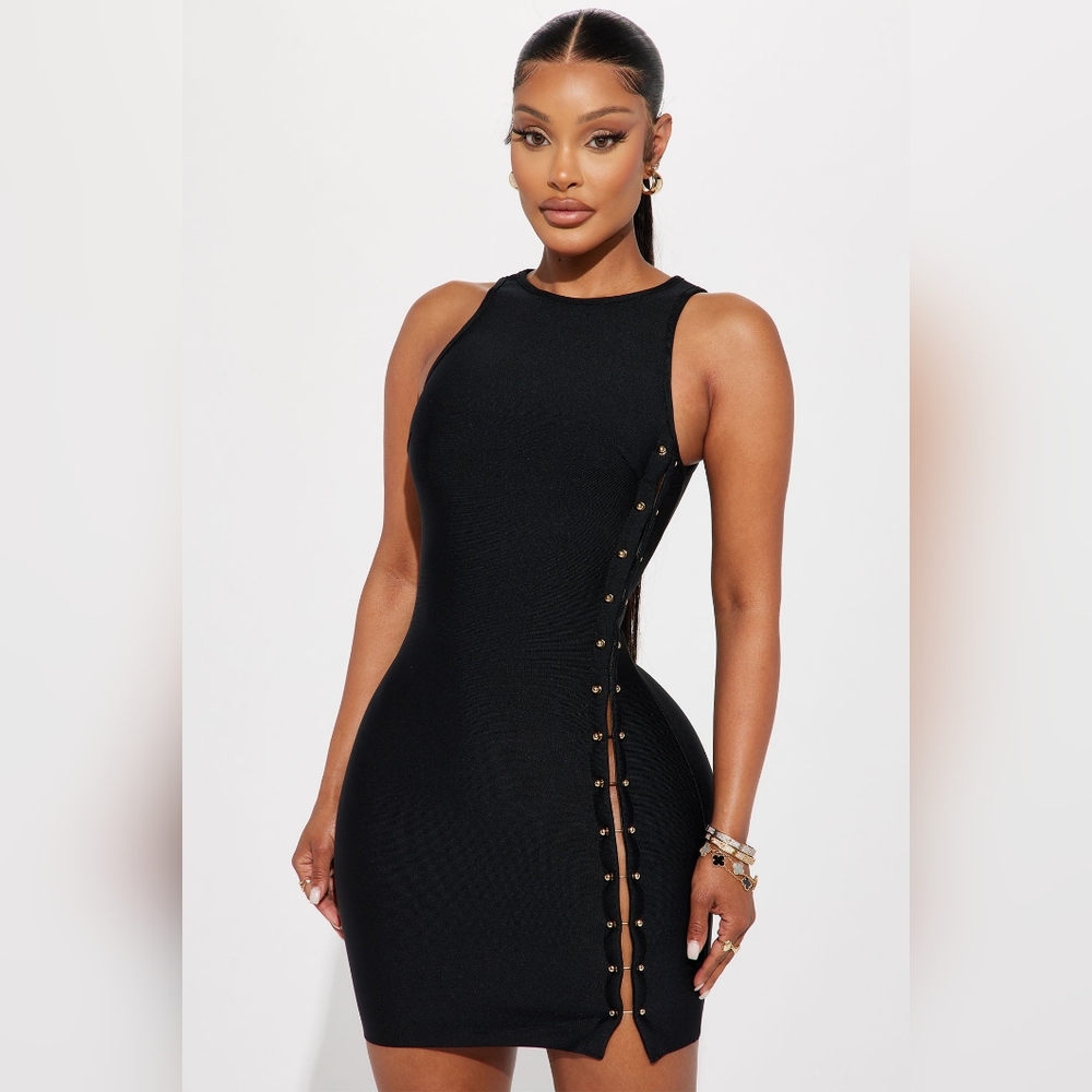 Pierce Bandage Mini Dress - Black - Picture 2 of 4